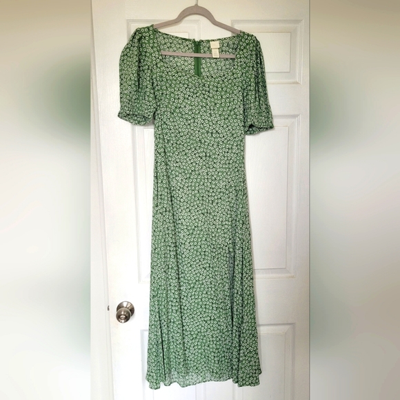 H&M Green floral midi dress, size XS - Picture 3 of 6